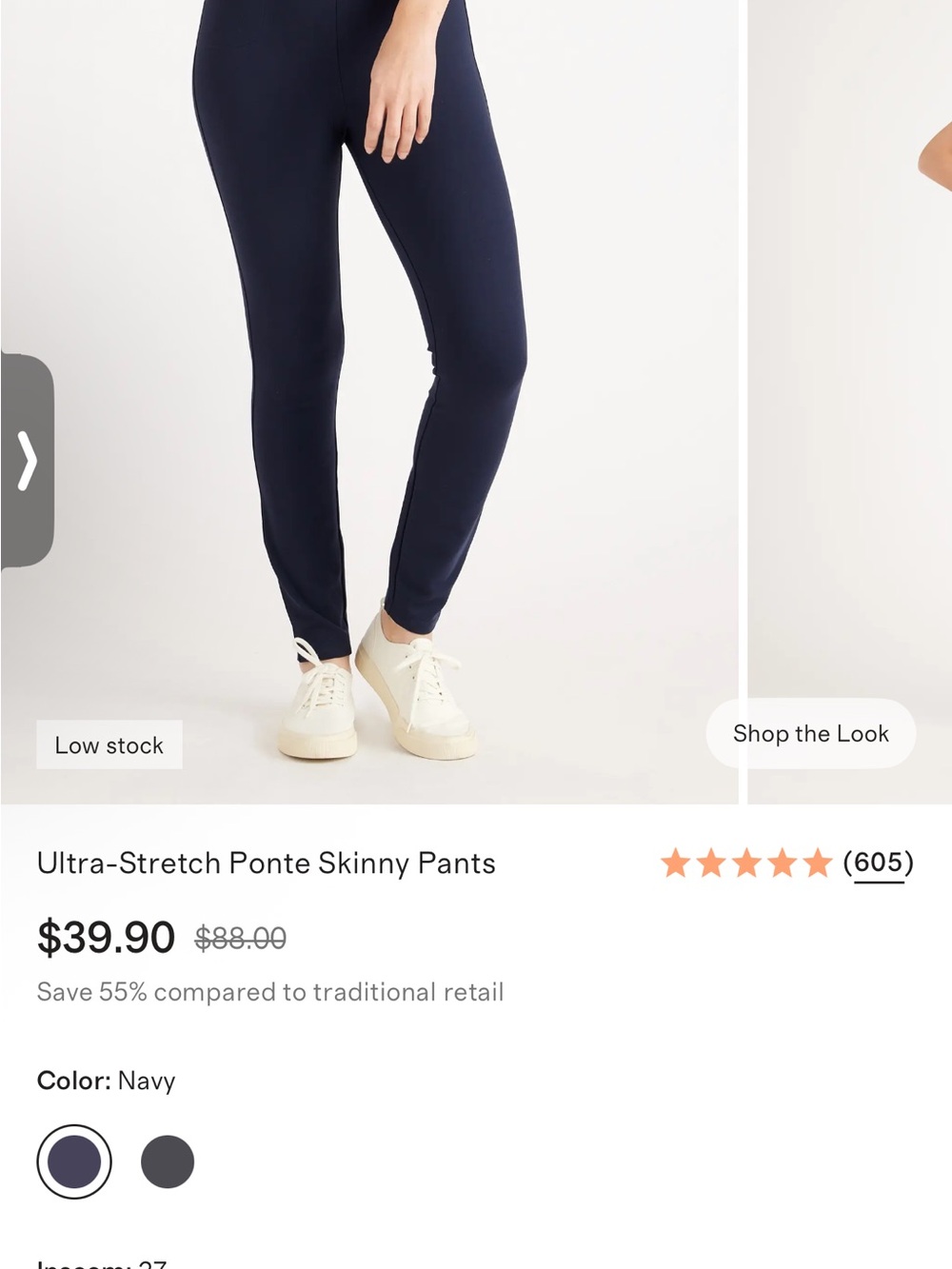 Quince NWT Ultra-Stretch Ponte Skinny Pants - Navy